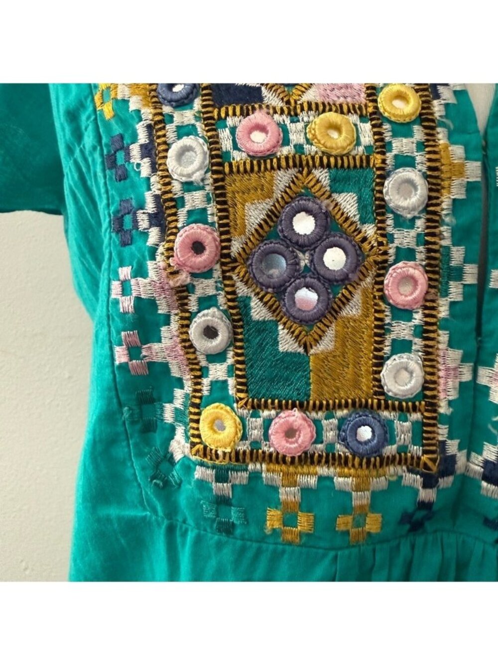 FIGUE Womens Green Embroidered mini dress sz XS - Picture 5 of 12